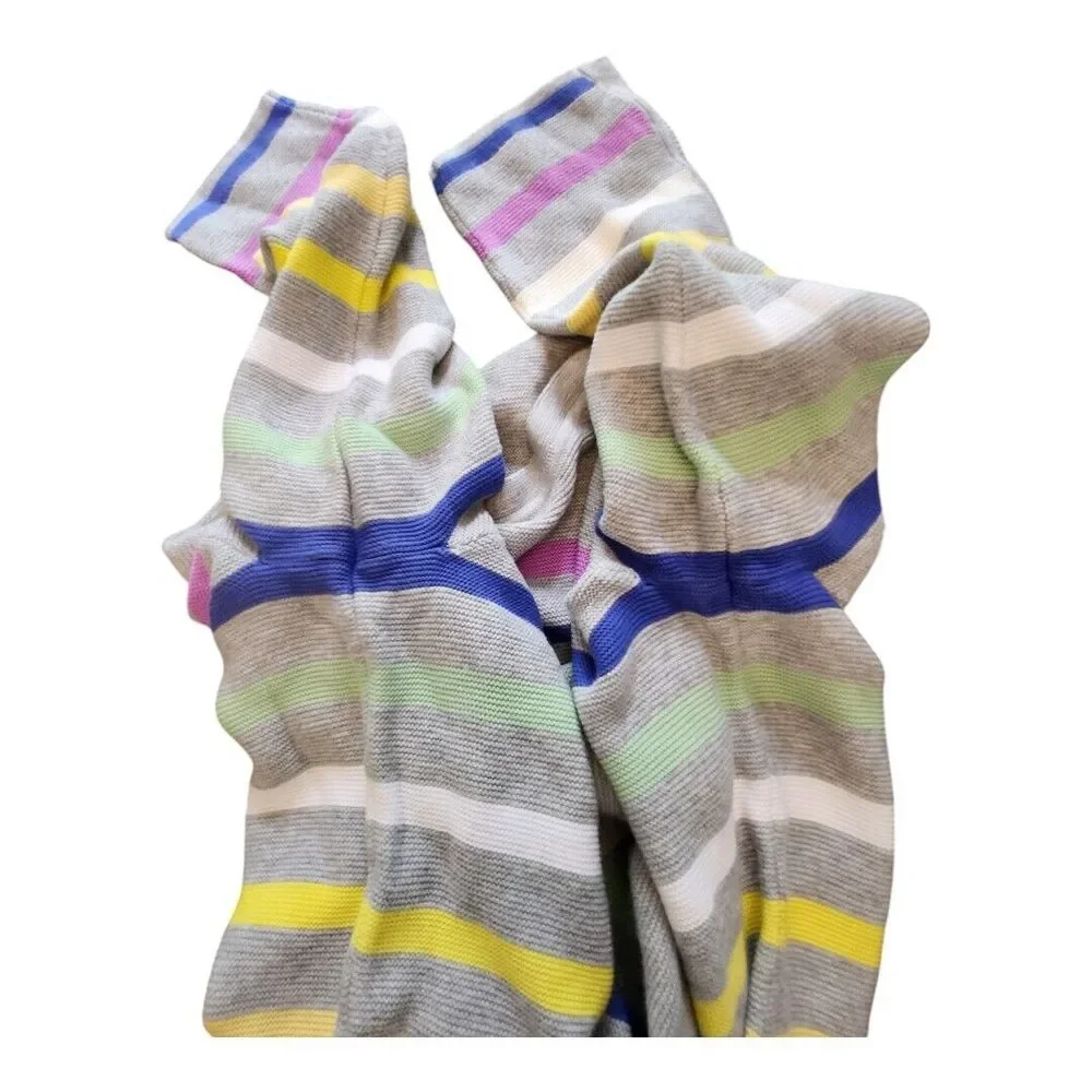 NWOT Talbots Knit Sweater Womens Extra Small Gray Multicolor Stripes Waffle Knit